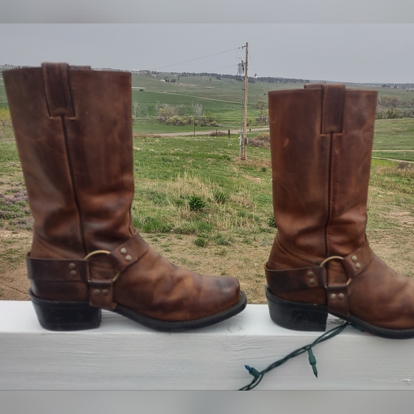 BROWN LEATHER BOULET HARNESS MOTORCYCLE BOOTS WOMENS 9.5 MENS 8.5 - Picture 7 of 15